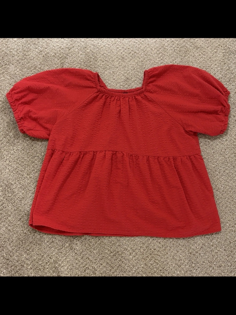 Old navy Red Puff-Sleeve Peplum Top